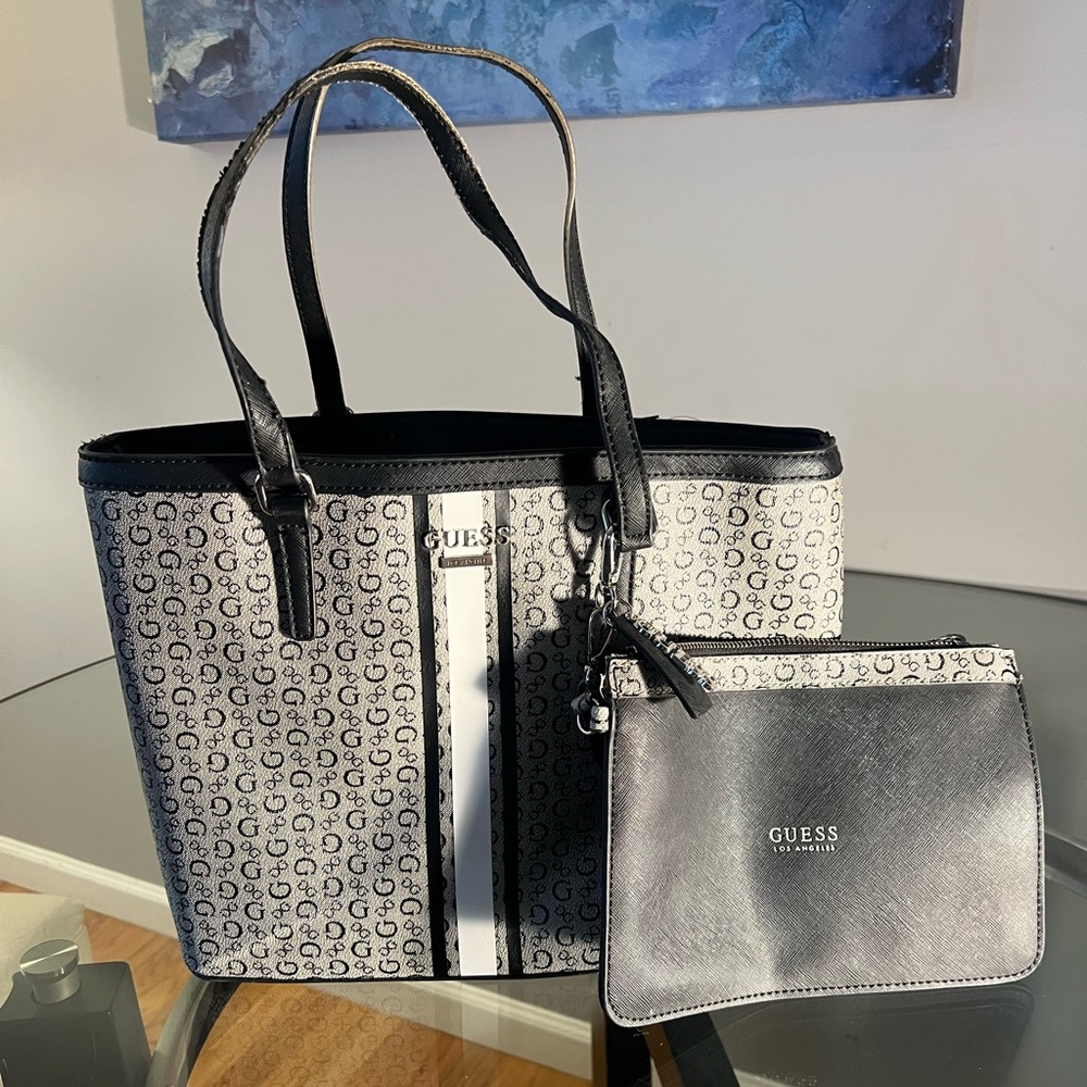 GUESS Monogram Tote and Pouch Set